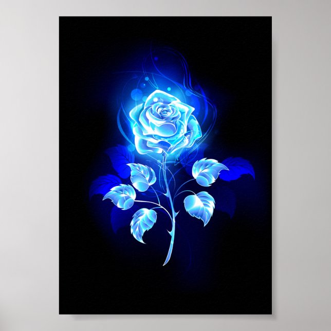 Burning Blue Rose Poster (Front)