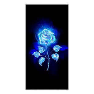 Burning Blue Rose Poster