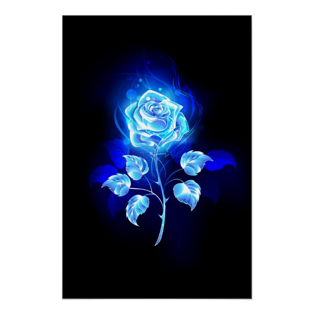 Burning Blue Rose Poster (Front)