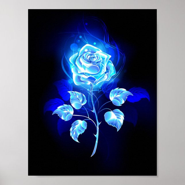 Burning Blue Rose Poster (Front)