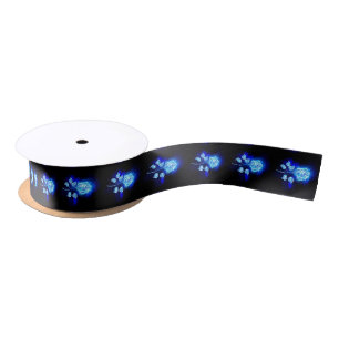 Burning Blue Rose Satin Ribbon
