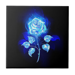 Burning Blue Rose Tile