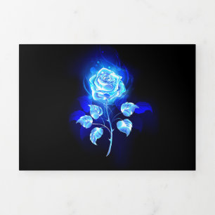 Burning Blue Rose Tri-Fold Card