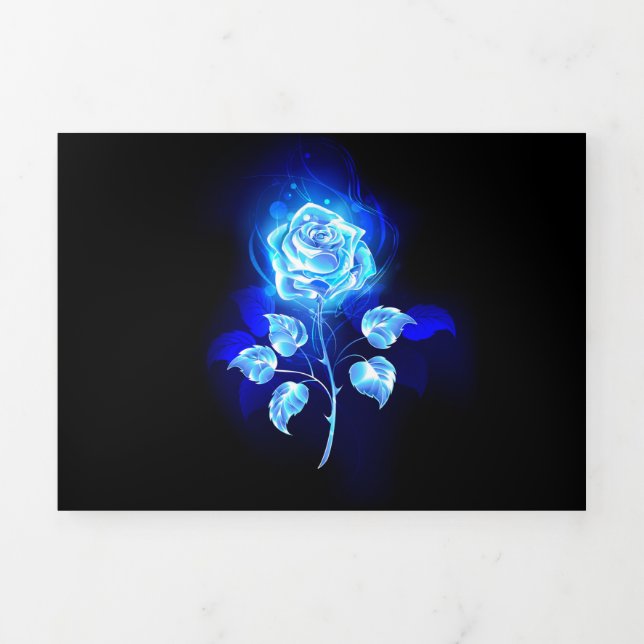 Burning Blue Rose Tri-Fold Card (Cover)