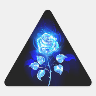 Burning Blue Rose Triangle Sticker