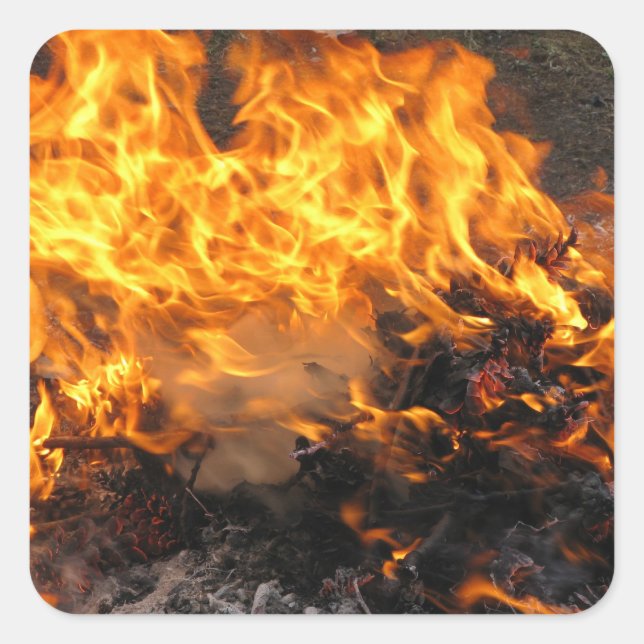 Burning Brush Square Sticker (Front)