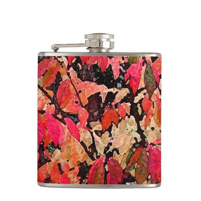 Burning Bush Abstract Hip Flask (Front)