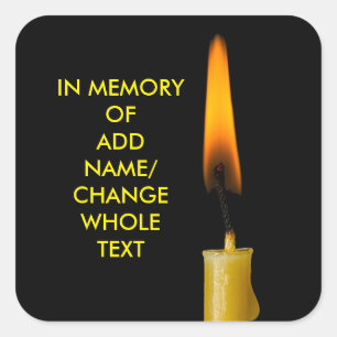 Burning Candle And Your Text Square Sticker