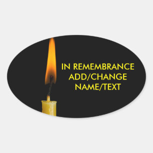 Burning Candle And Your Text Version Two Oval Sticker