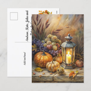 Burning Candle Welcome Fall Holiday Postcard