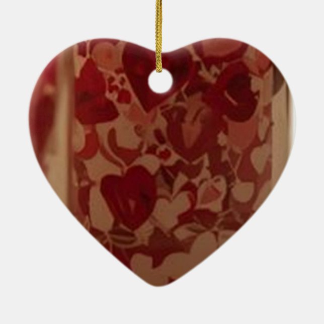 Burning Candles for Valentines Day Tree Ceramic Ornament (Back)