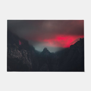 Burning clouds, fog and mountains doormat