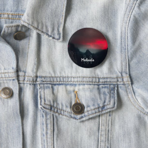 Burning clouds, fog and mountains monogram 2 inch round button