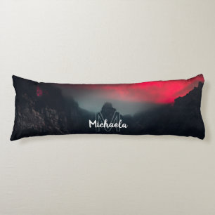 Burning clouds, fog and mountains monogram body pillow