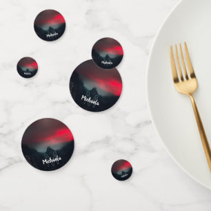 Burning clouds, fog and mountains monogram confetti