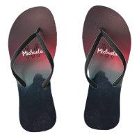 Burning clouds, fog and mountains monogram in sky