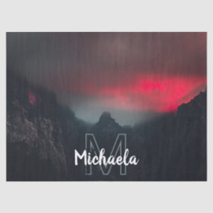 Burning clouds, fog and mountains monogram tissue paper