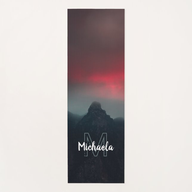 Burning clouds, fog and mountains monogram yoga mat (Front)