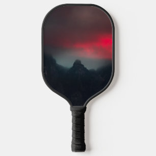 Burning clouds, fog and mountains pickleball paddle