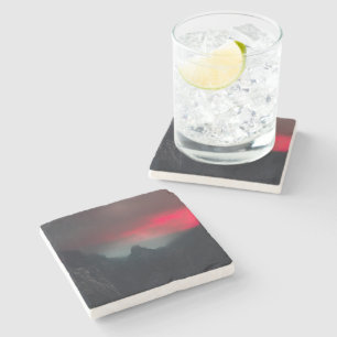 Burning clouds, fog and mountains stone coaster