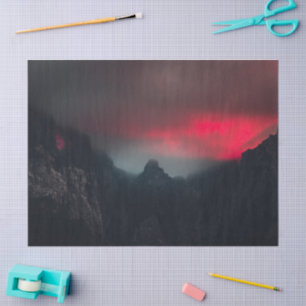 Burning clouds, fog and mountains tissue paper