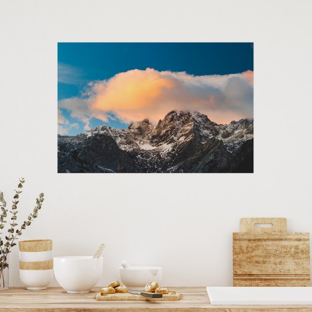 Burning clouds over the mountains poster (Kitchen)