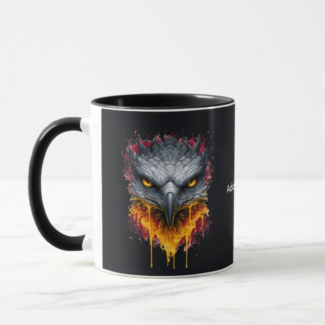 Burning Eagle Watercolor Splatter Mug (Left)