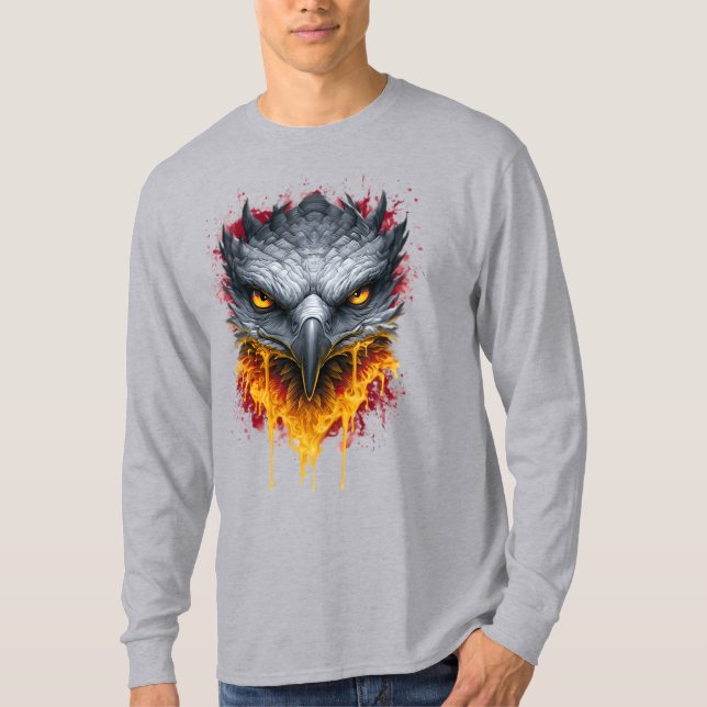Burning Eye Hawk Splatter Long Sleeve T-Shirt (Front)