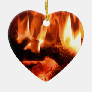 Burning Fireplace Flames I Ceramic Ornament