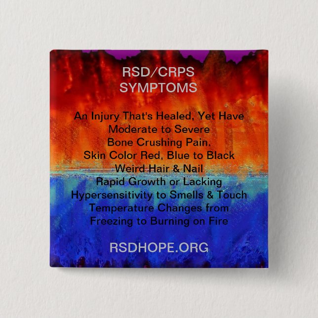 Burning Flames & Freezing Ice Storms RSD SYMPTOMS 2 Inch Square Button (Front)