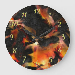 Burning Flames Large Clock