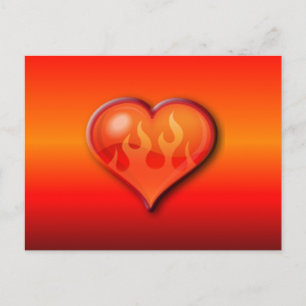 Burning Flaming Heart Postcard