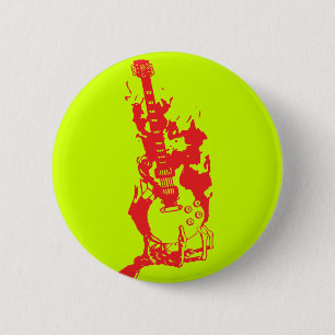 BURNING GUITAR 2 INCH ROUND BUTTON