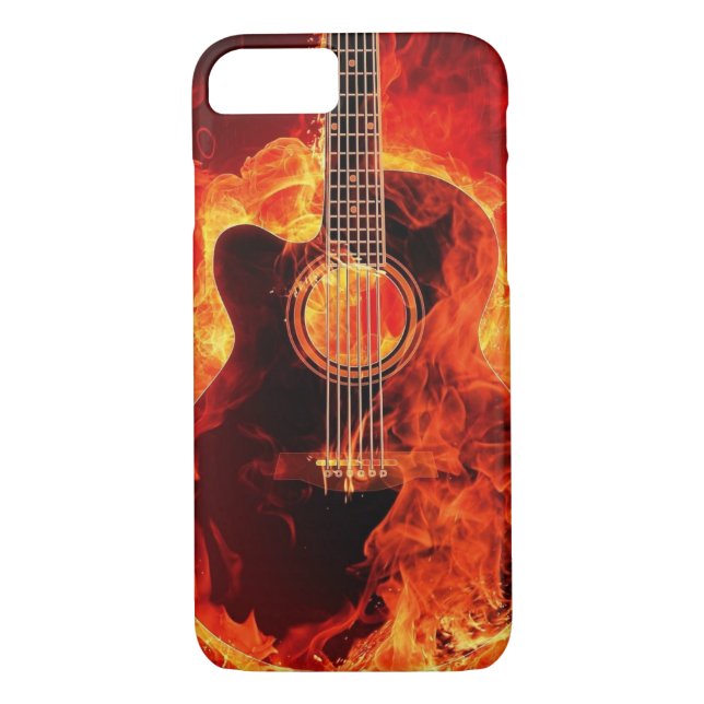 Burning Guitar Flames Fire Music Orange Black Case-Mate iPhone Case (Back)