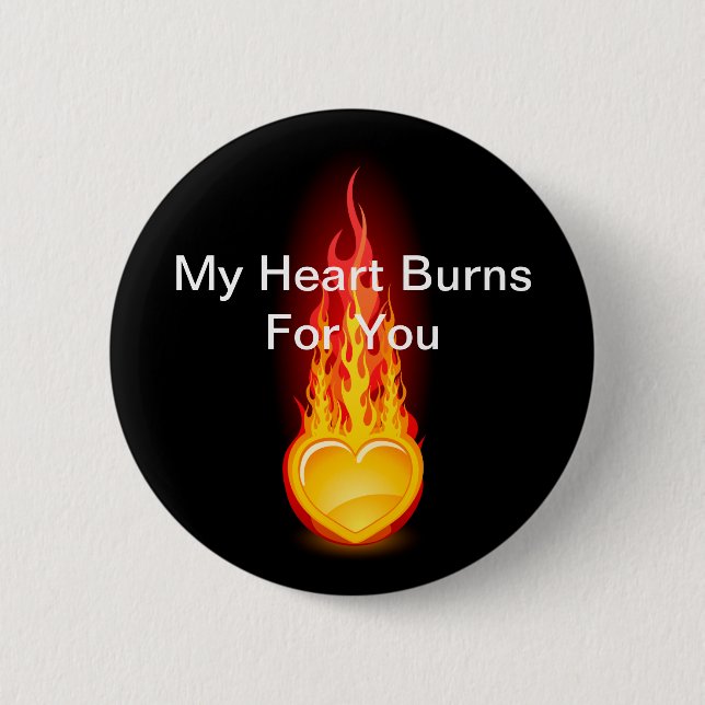 Burning Heart 2 Inch Round Button (Front)