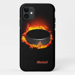 Burning Hockey Puck iPhone 11 Case