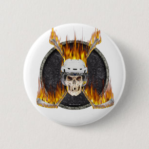 Burning Hockey Sticks 2 Inch Round Button