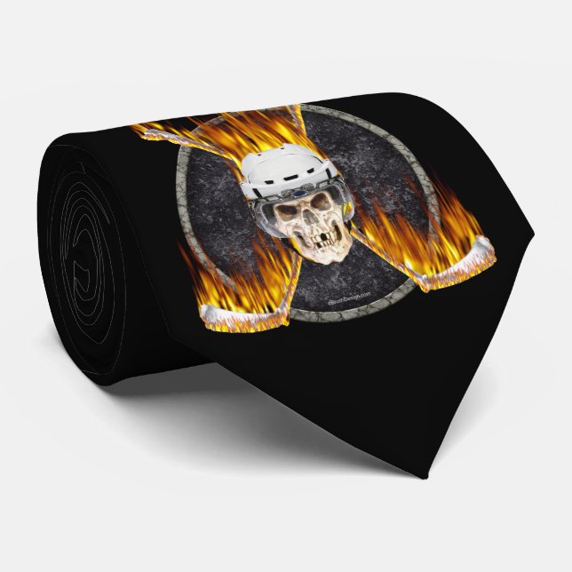 Burning Hockey Sticks tie (Rolled)