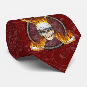 Burning Hockey Sticks tie (dark)