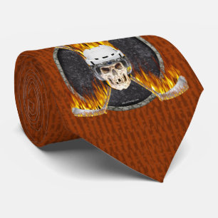 Burning Hockey Sticks tie (dark)
