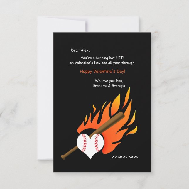 Burning Hot Baseball Valentine Card (Front)