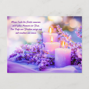 Burning Lavender Candles with Warm Light Holiday Postcard