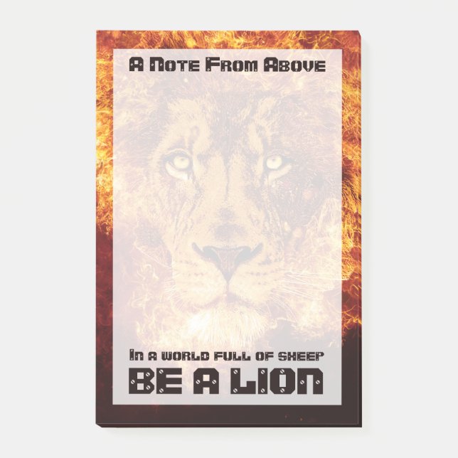 Burning Lion Inspirational Quote Post-it Notes (Front)