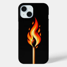 Burning Match Flame Black Phone Case