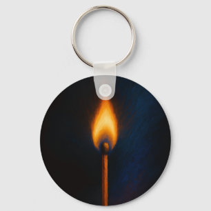 Burning Match Flame Keychain