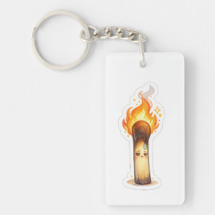 Burning Matchstick Cute Funny Design Keychain