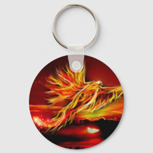 Burning Red Flying Phoenix Garden of Tarot Keychain