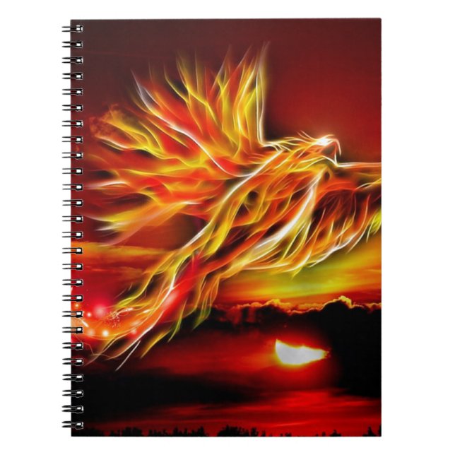 Burning Red Flying Phoenix Garden of Tarot Notebook (Front)
