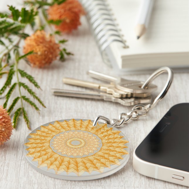 Burning Ring Of Fire Mandala Keychain (Front Right)