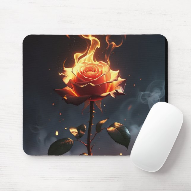 Burning Rose – Passion Meets Destruction in Striki Mouse Pad (With Mouse)